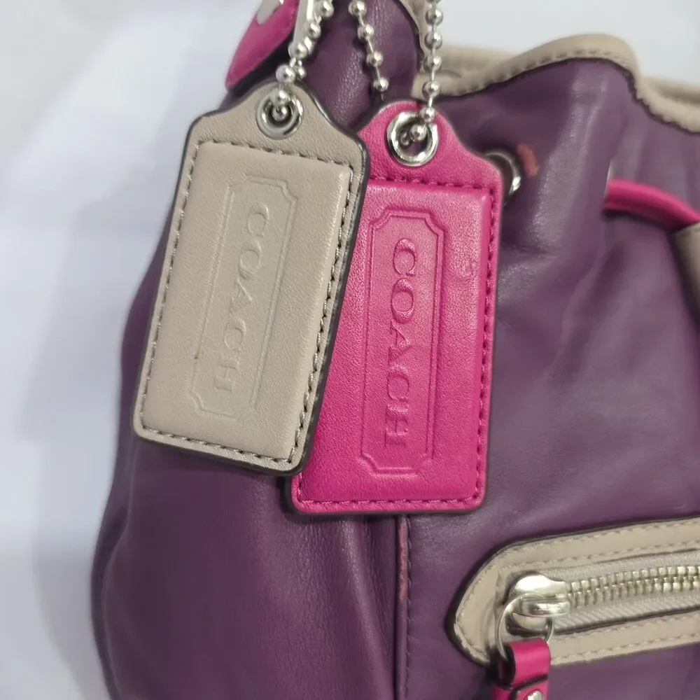 Coach Daisy Spectator Drawstring Purse Handbag Purple Plum Leather G1361-F25662